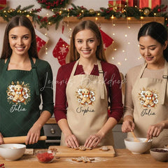 Lofaris Christmas Gingerbread Baking Apron Custom Name Personalized Wear Holiday Cookie Decorating Gift