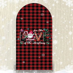 Lofaris Christmas Gnome Buffalo Plaid Arch Backdrop Red and Black Checkered Love Sign Winter Holiday Party Decoration