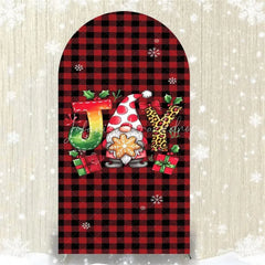 Lofaris Christmas Gnome Buffalo Plaid Arch Backdrop Red and Black Checkered Love Sign Winter Holiday Party Decoration