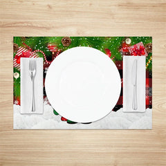 Lofaris Christmas Gnome Set of 4 Placemats Red Buffalo Plaid Check with Candy Cane Xmas Tree Table Mats