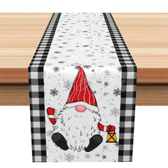 Lofaris Christmas Gnome Table Runner Black White Buffalo Plaid Snowflake Holiday Farmhouse Decor