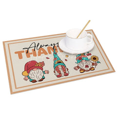Lofaris Christmas Gnomes Set of 4 Placemats in Khaki for Festive Holiday and Scandinavian Farmhouse Decor