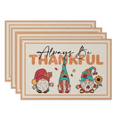 Lofaris Christmas Gnomes Set of 4 Placemats in Khaki for Festive Holiday and Scandinavian Farmhouse Decor