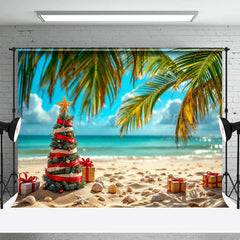 Lofaris Christmas In July Beach Gift Tree Holiday Backdrop