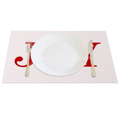 Lofaris Christmas Joy Set of 4 Placemats Holiday Wreath Design Elegant Red and Green Winter Table Mats