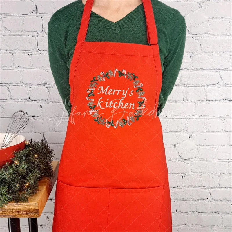 Lofaris Christmas Kitchen Personalized Apron Custom Name Baking & Cooking Wear Festive Holiday Gift Idea
