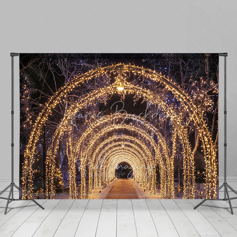 Lofaris Christmas Light Tunnel Backdrop Night String Lights Arch Photography Background Winter Wonderland Romantic Holiday Party Decor