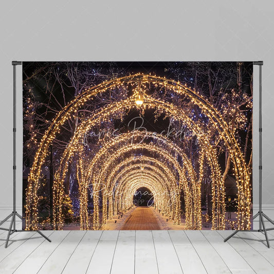 Lofaris Christmas Light Tunnel Backdrop Night String Lights Arch Photography Background Winter Wonderland Romantic Holiday Party Decor