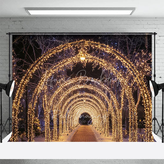 Lofaris Christmas Light Tunnel Backdrop Night String Lights Arch Photography Background Winter Wonderland Romantic Holiday Party Decor