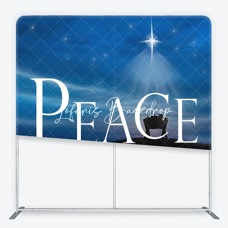 Lofaris Christmas Nativity Peace on Earth Square Double-Sided Backdrop Blue Night Sky Star of Bethlehem Baby Manger.