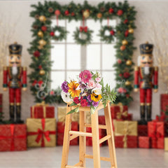 Lofaris Christmas Nutcracker Photography Backdrop Toy Soldiers with Trees and Presents Holiday Mini Session Background