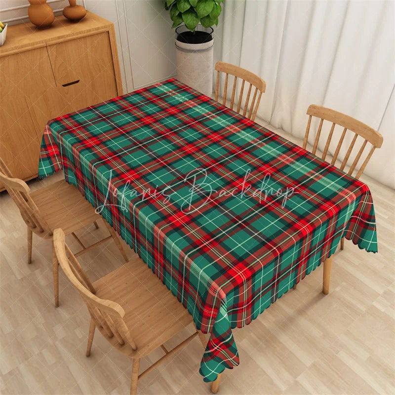 Lofaris Christmas Plaid Rectangle Tablecloth Green Red and White Tartan Classic Traditional Holiday Table Cover