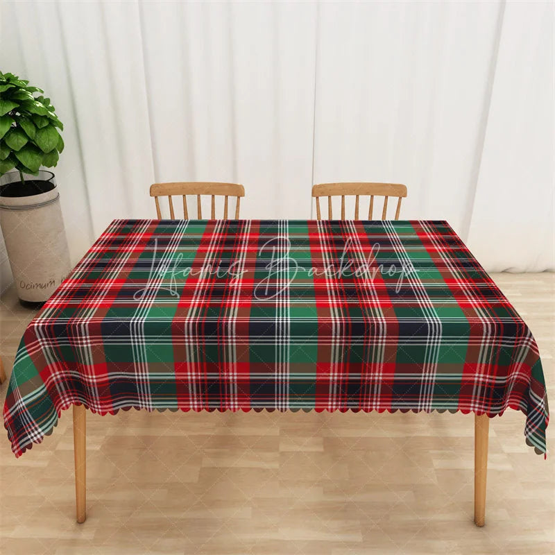 Lofaris Christmas Plaid Rectangle Tablecloth Green Red Black Tartan Classic Holiday Farmhouse Table Cover