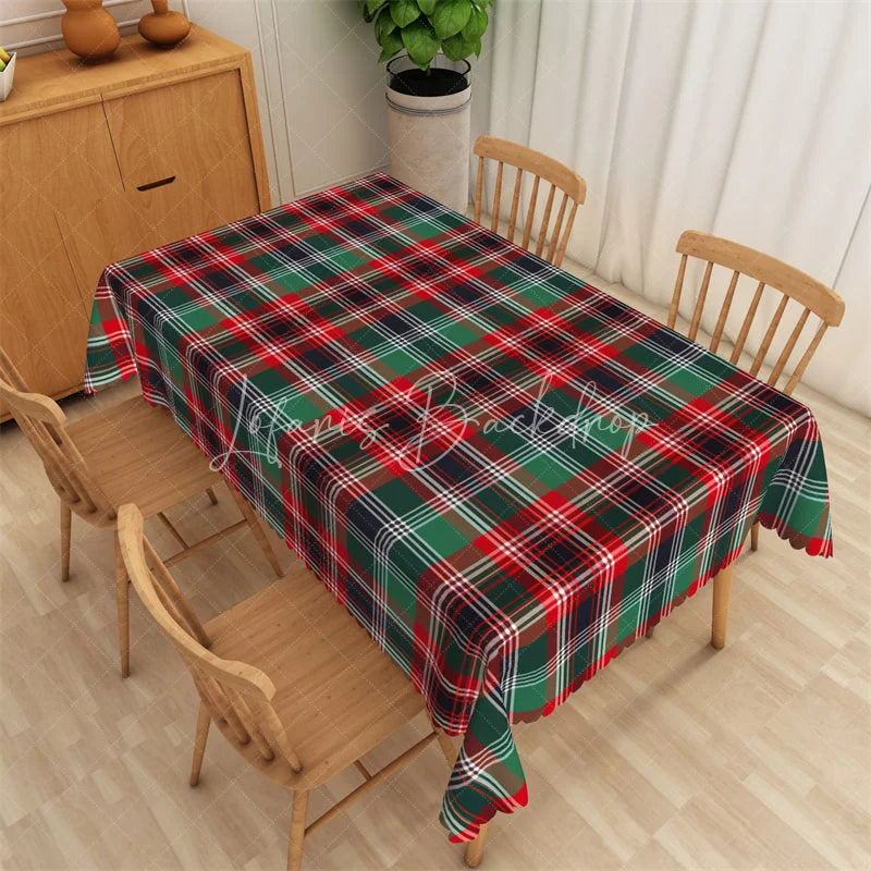 Lofaris Christmas Plaid Rectangle Tablecloth Green Red Black Tartan Classic Holiday Farmhouse Table Cover