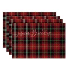 Lofaris Christmas Plaid Set of 4 Placemats Red Green Tartan Rustic Farmhouse Holiday Table Mats Decor