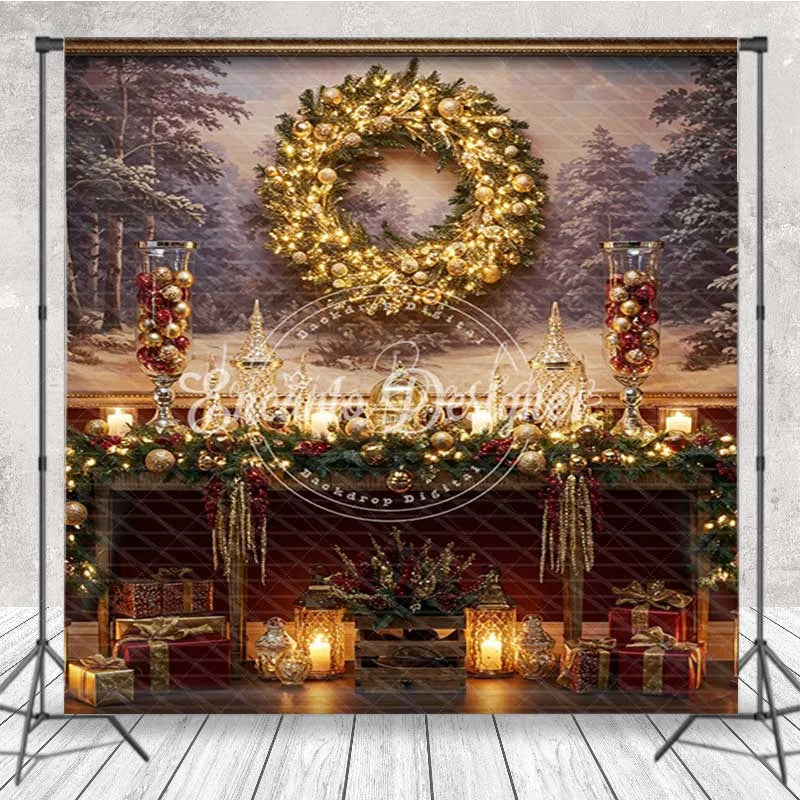 Lofaris Christmas Room Set Backdrop Aurora Borealis Window View Snowman and Fireplace Photo Props