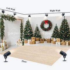 Lofaris Christmas Room Set Backdrop Gold Ornament Tree Gift Box Photography Background