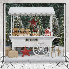 Lofaris Christmas Room Set Backdrop Winter Ski Lodge Hot Cocoa Stand Photography Background