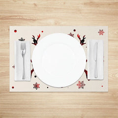 Lofaris Christmas Set of 4 Placemats Believe Text with Plaid Reindeer Farmhouse Snowflake Table Mats Decor