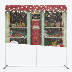 Lofaris Christmas Shop Glitter Snowman Square Arch Backdrop
