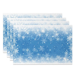 Lofaris Christmas Snowflake Set of 4 Placemats Blue and White Winter Frozen Holiday Table Mats Decor