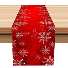 Lofaris Christmas Snowflake Table Runner Red with White Snowflakes Winter Holiday Decor