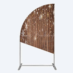 Lofaris Christmas Snowflakes Half Moon Arch Backdrop Rustic Brown Wood and Sparkling Stars Background Winter Holiday Party Decoration