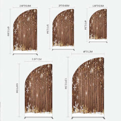 Lofaris Christmas Snowflakes Half Moon Arch Backdrop Rustic Brown Wood and Sparkling Stars Background Winter Holiday Party Decoration