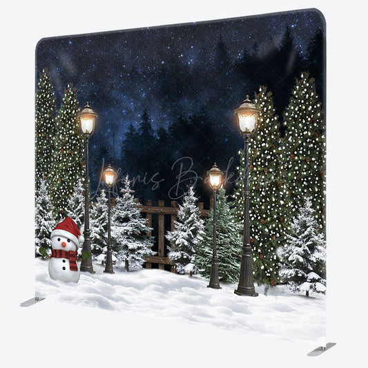 Lofaris Christmas Snowy Night Double-Sided Square Backdrop