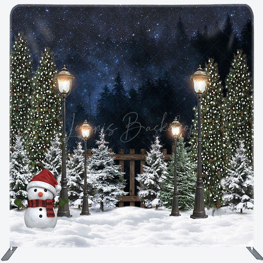 Lofaris Christmas Snowy Night Double-Sided Square Backdrop