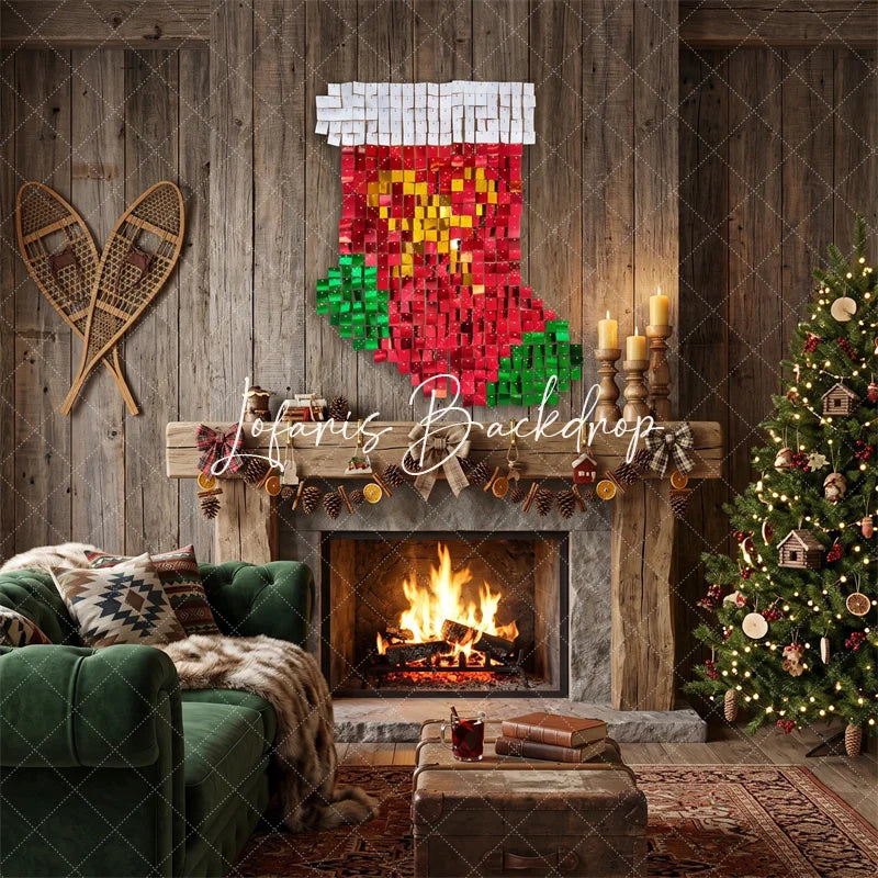 Lofaris Christmas Stocking Shimmer Wall Backdrop Festive Holiday Party Decor