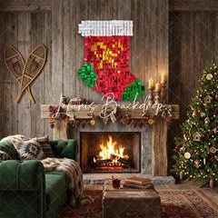 Lofaris Christmas Stocking Shimmer Wall Backdrop Festive Holiday Party Decor