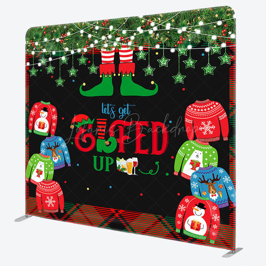 Lofaris Christmas Sweater Elfed Up Tension Fabric Backdrop