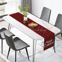 Lofaris Christmas Table Runner Red Buffalo Plaid Check Merry Script Farmhouse Holiday Decor