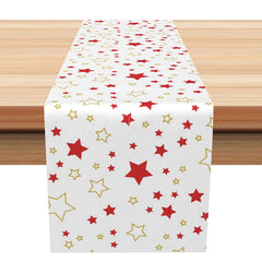 Lofaris Christmas Table Runner with Gold and Red Star Print Elegant Festive Decor for Holiday Dinner