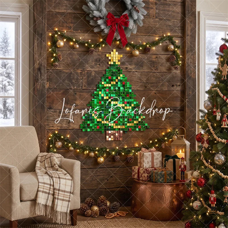Lofaris Christmas Tree Shimmer Wall Backdrop Festive Holiday Party Decoration
