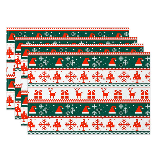 Lofaris Christmas Vibe Hat Elk Pixel Set Of 4 Placemats