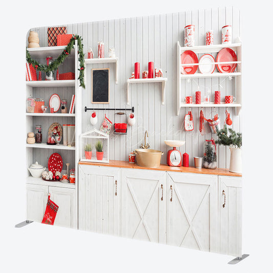 Lofaris Christmas Warm White Kitchen Square Tension Backdrop