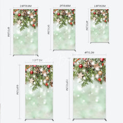 Lofaris Christmas Winter Pine and Berry Rectangle Arch Backdrop with Glitter Stars Snow Decor