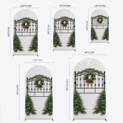 Lofaris Christmas Wreath Pine Garland Round Top Arch Backdrop Elegant Black Metal Festive Holiday Decor