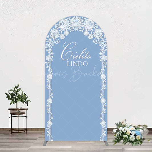 Lofaris Cielito Lindo Floral Blue Bridal Shower Arch Backdrop