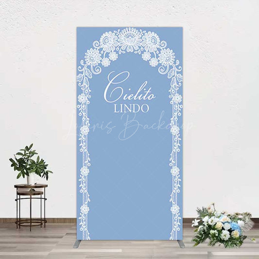 Lofaris Cielito Lindo Floral Blue Bridal Shower Rectangle Backdrop