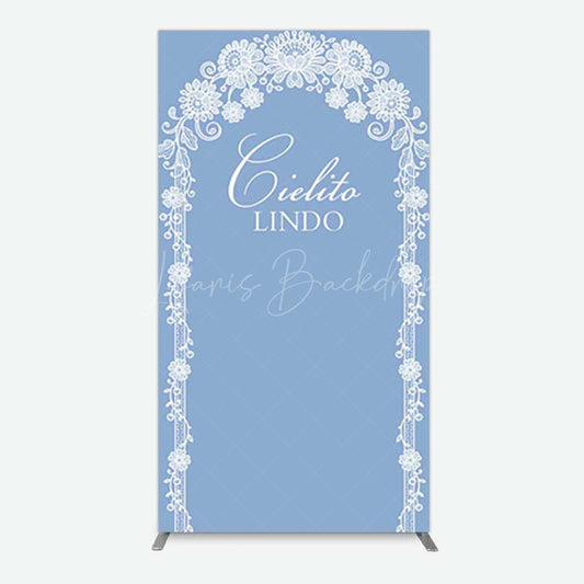 Lofaris Cielito Lindo Floral Blue Bridal Shower Rectangle Backdrop