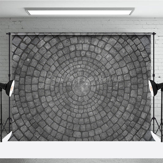Lofaris Circular Cobblestone Floor Photography Backdrop Grey Stone Pavers Texture Studio Ground for Flat Lay Photos
