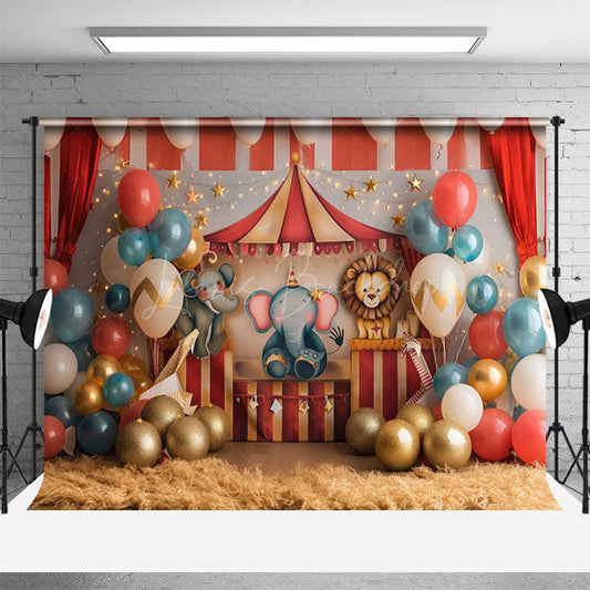 Lofaris Circus Balloon Star Cake Smash Photography Backdrop
