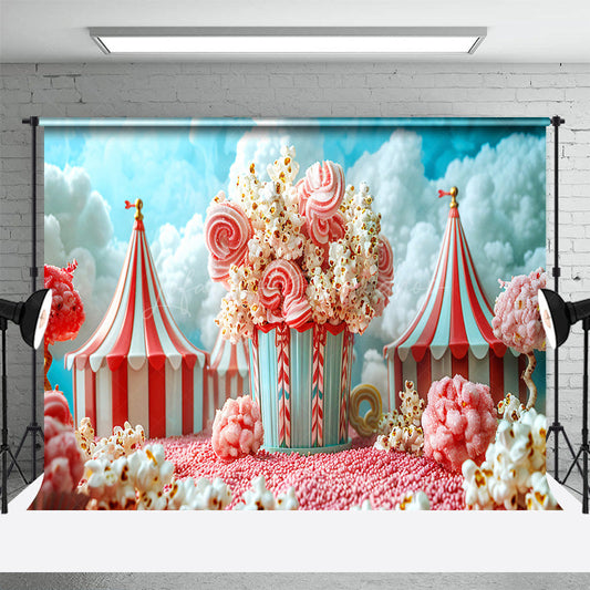 Lofaris Circus Popcorn Sweet Birthday Cake Smash Backdrop