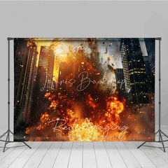 Lofaris City Explosion Fine Art Photography Backdrop Action Movie Destruction Fire Photo Background Superhero Battle Prop