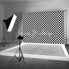 Lofaris Classic Black and White Checkerboard Geometric Pattern Photography Backdrop Bold Racing Retro Party Event Decor