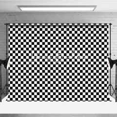 Lofaris Classic Black and White Checkerboard Geometric Pattern Photography Backdrop Bold Racing Retro Party Event Decor