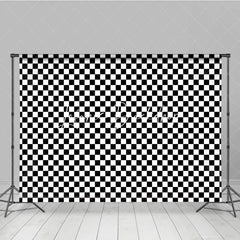 Lofaris Classic Black and White Checkerboard Geometric Pattern Photography Backdrop Bold Racing Retro Party Event Decor